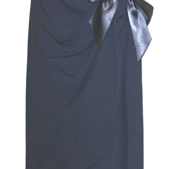 Jeri New York Saks Fifth Avenue Black Asymmetrical Bow Shoulder Dress 4 - Picture 4 of 5